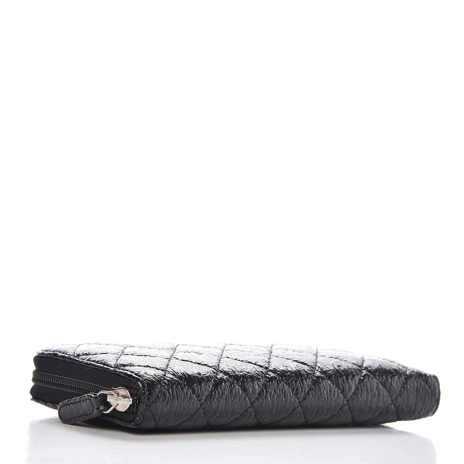 Chanel Crackled Patent Calfskin Large Gusset Zip Around Wallet Black 4 of 11
