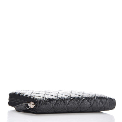 Chanel Crackled Patent Calfskin Large Gusset Zip Around Wallet Black 4 of 11