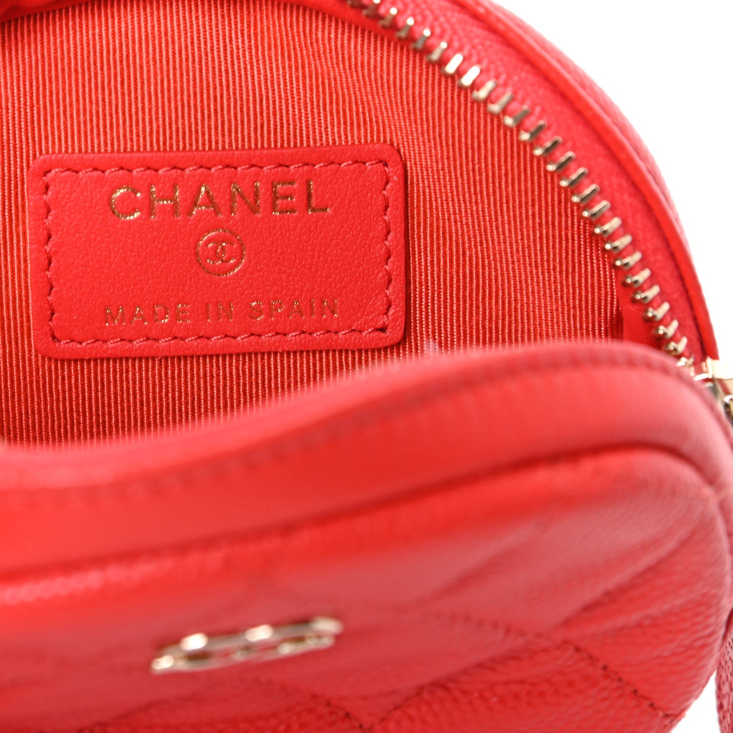 Caviar Quilted Zip Around Classic Coin Purse Red