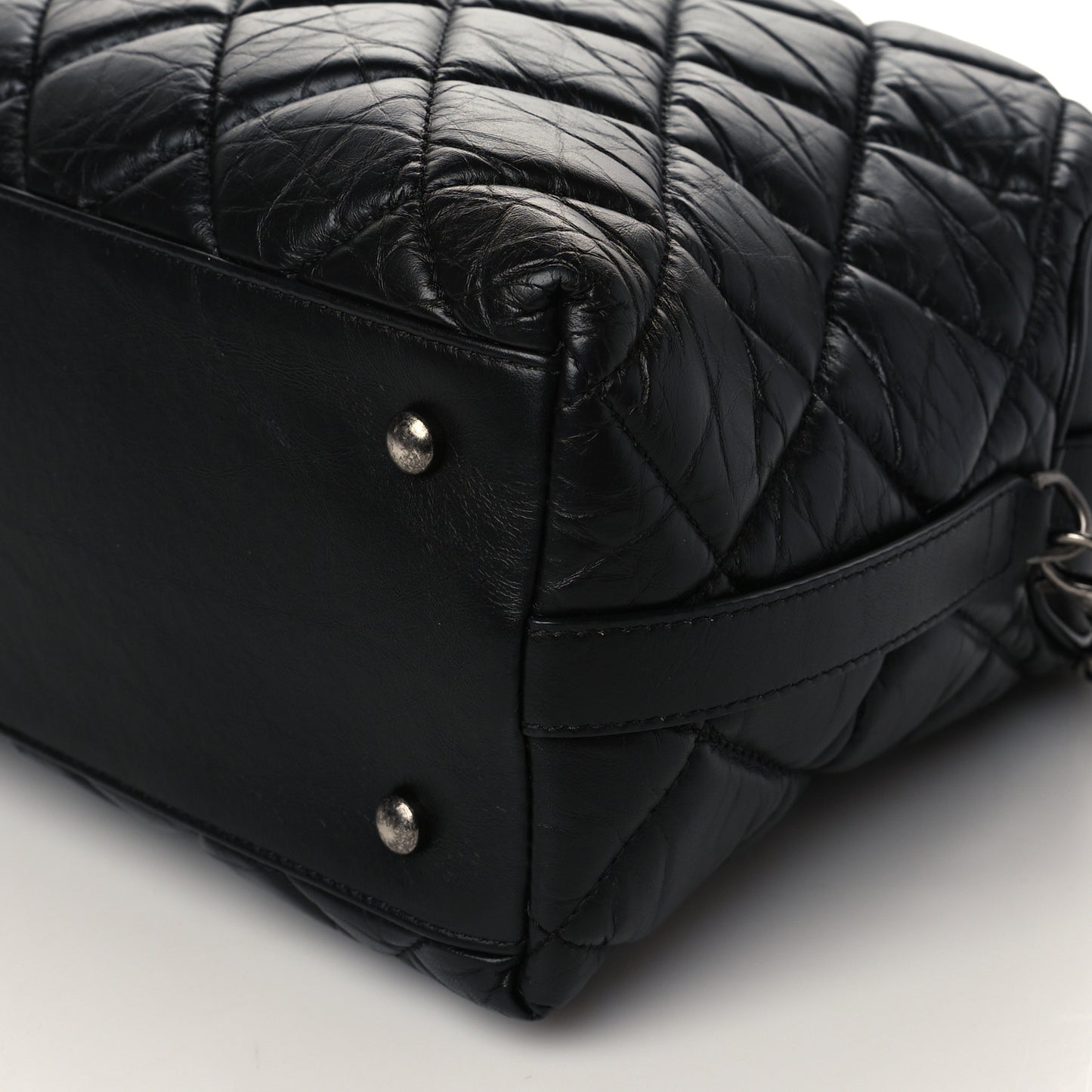 Aged Calfskin Small Bowling Bag Black