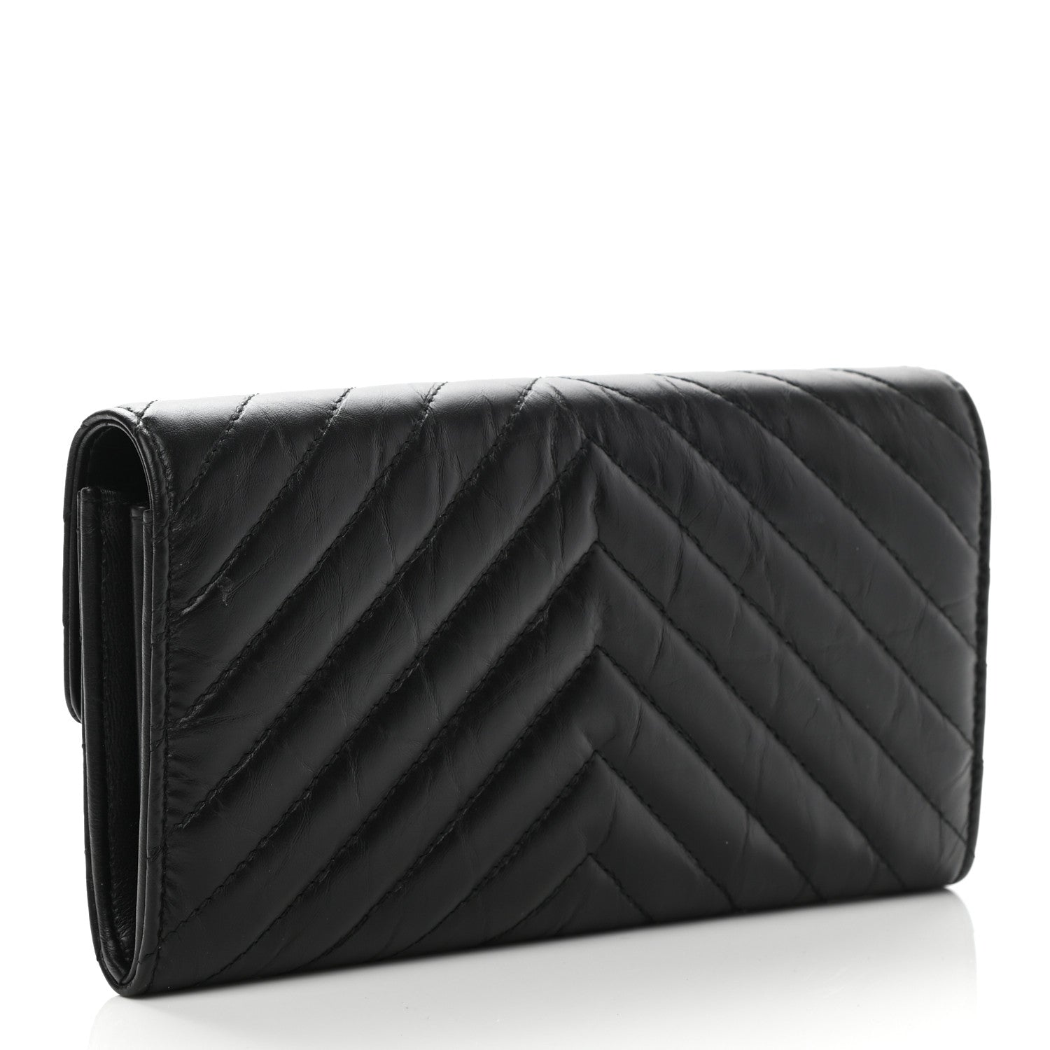 Chanel Aged Calfskin Quilted Large Reissue Gusset Flap Wallet So Black 3 of 9