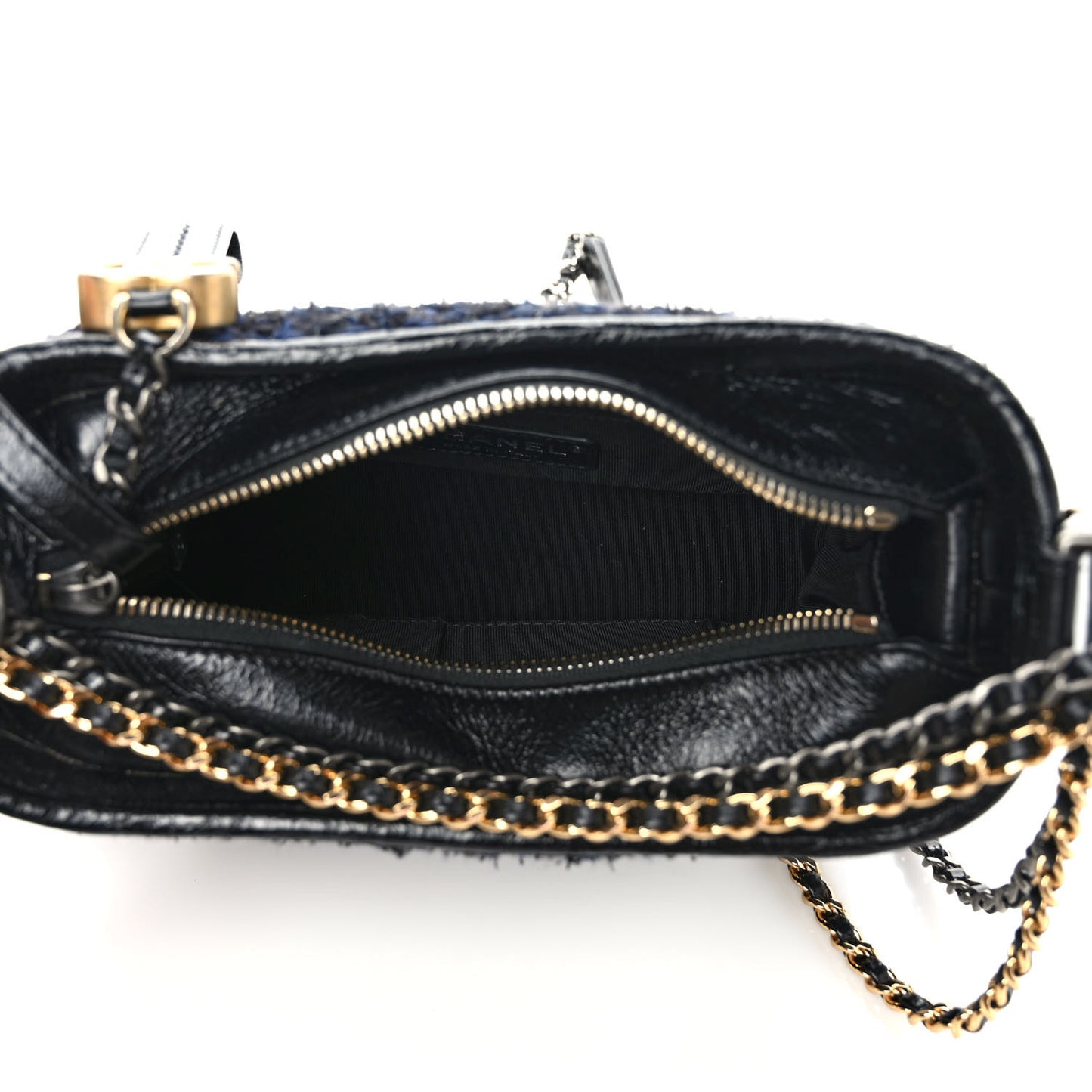 Tweed Calfskin Small Gabrielle Hobo Black Blue