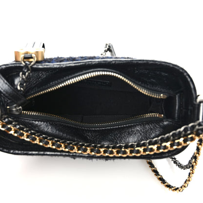 Chanel Tweed Calfskin Small Gabrielle Hobo Black Blue 5 of 8