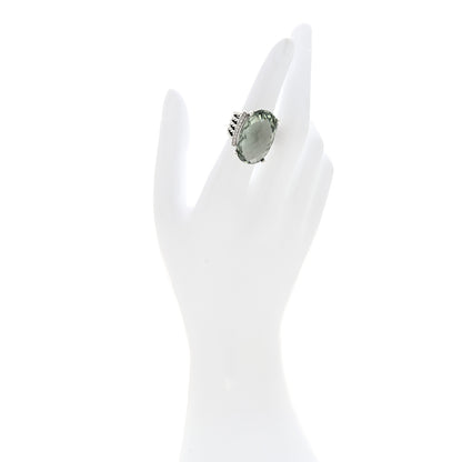 David Yurman Sterling Silver Diamond Prasiolite 26mm Oval Wheaton Ring 51 5.75 2 of 5