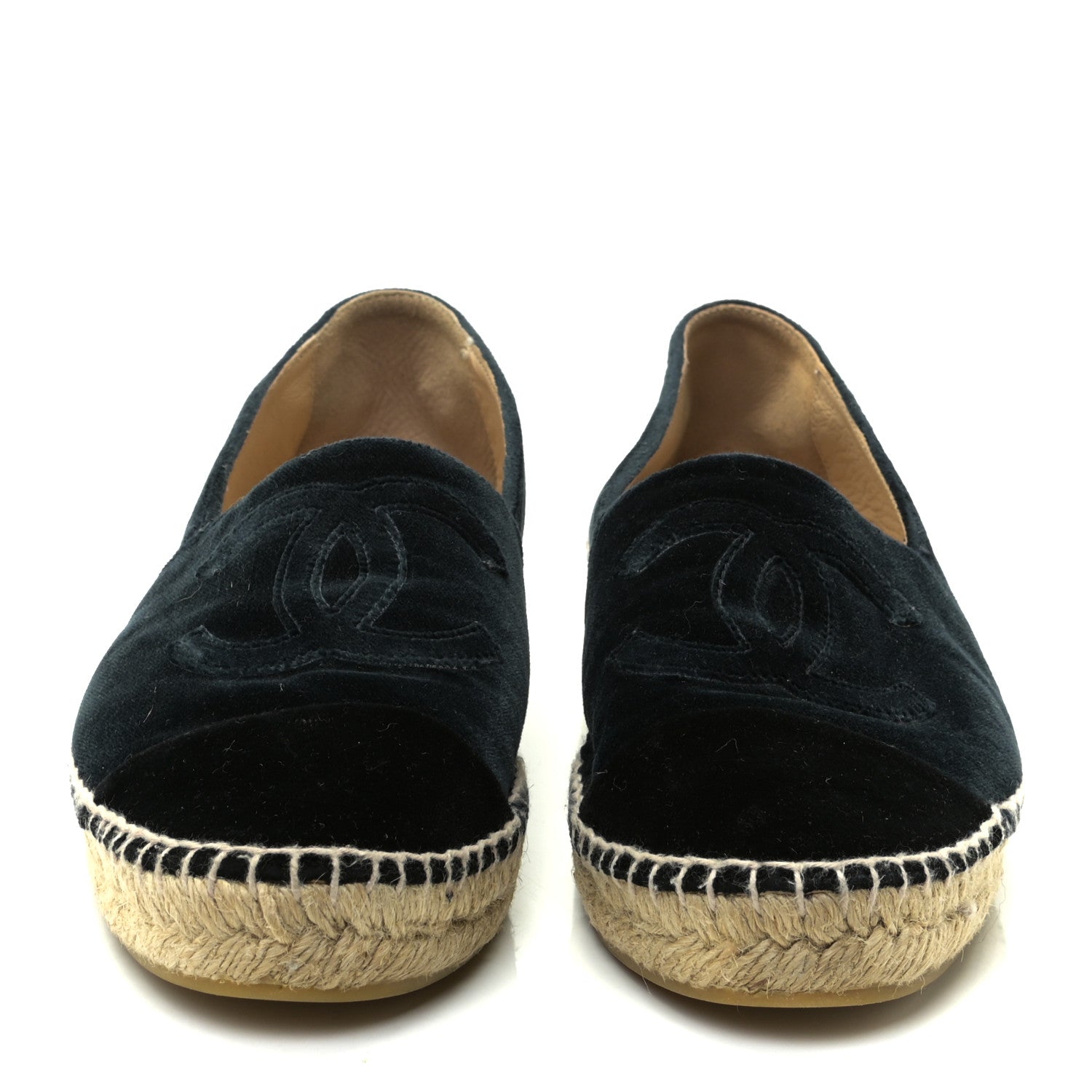 Chanel Velvet CC Espadrilles Dark Navy Black 3 of 8