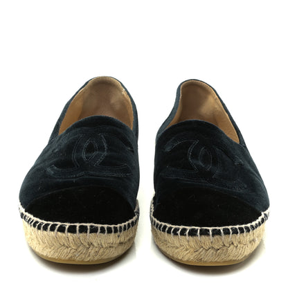 Chanel Velvet CC Espadrilles Dark Navy Black 3 of 8