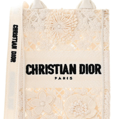 Christian Dior Embroidered D-Lace Mini Book Tote Phone Bag White Black 8 of 11