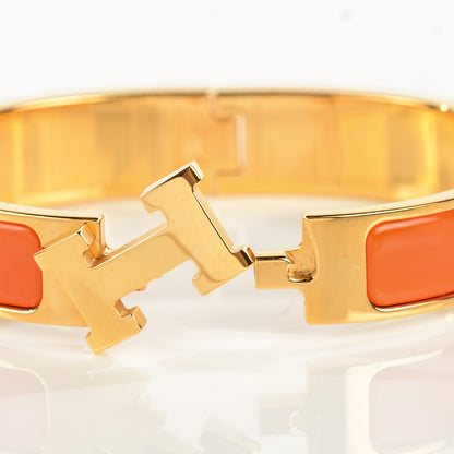 Hermes Enamel Narrow Clic Clac H Bracelet PM Orange 3 of 6