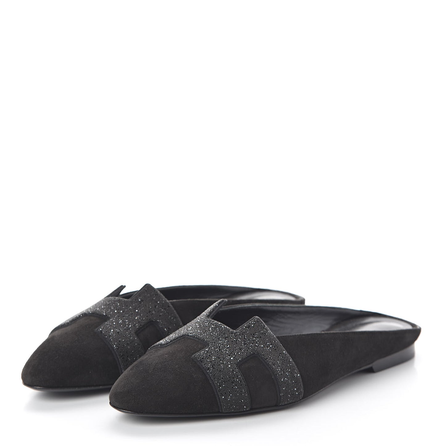 Suede Goatskin Crystal Roxane Mules 38 Black