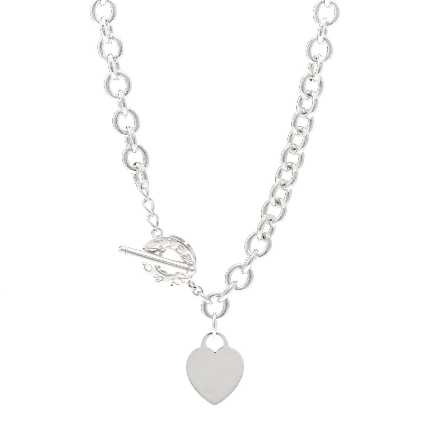 Sterling Silver Heart Tag Toggle Necklace