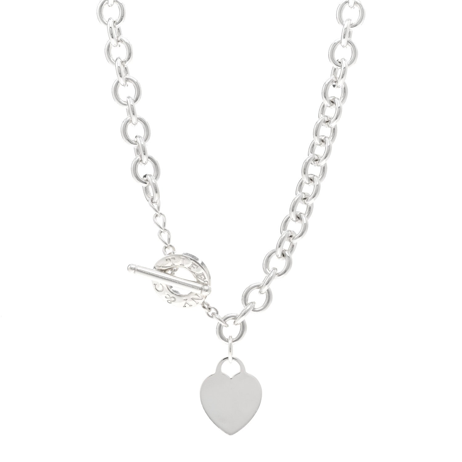 Tiffany Sterling Silver Heart Tag Toggle Necklace 1 of 4