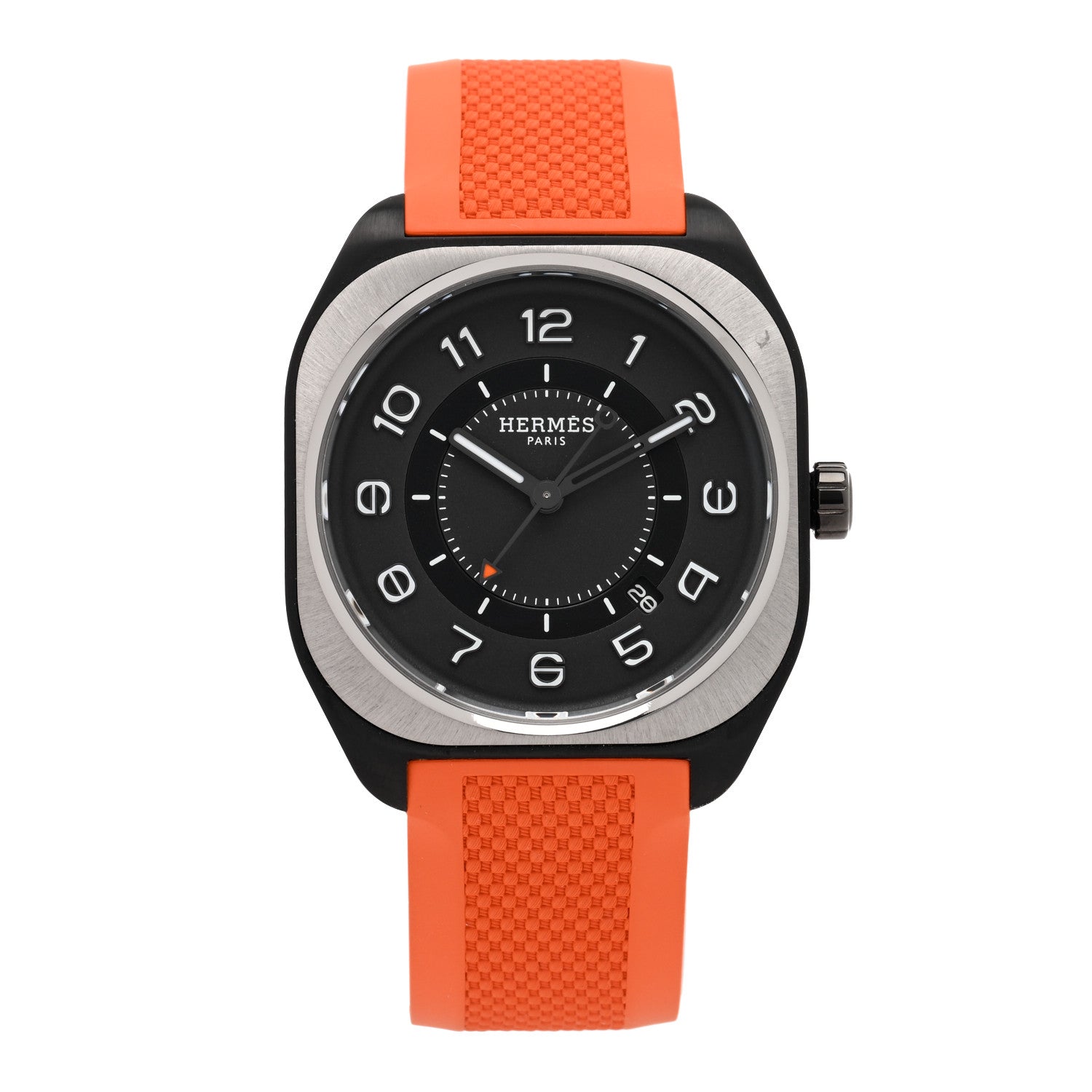 Hermes DLC Coated Titanium Rubber 39mm H08 Automatic Watch Orange 1 of 5