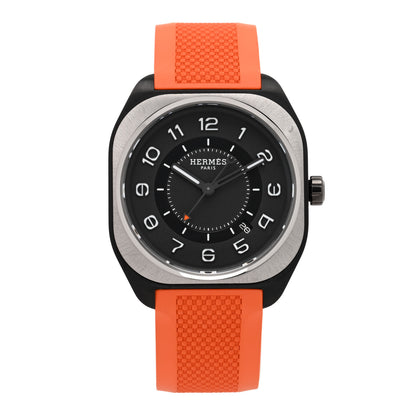 Hermes DLC Coated Titanium Rubber 39mm H08 Automatic Watch Orange 1 of 5