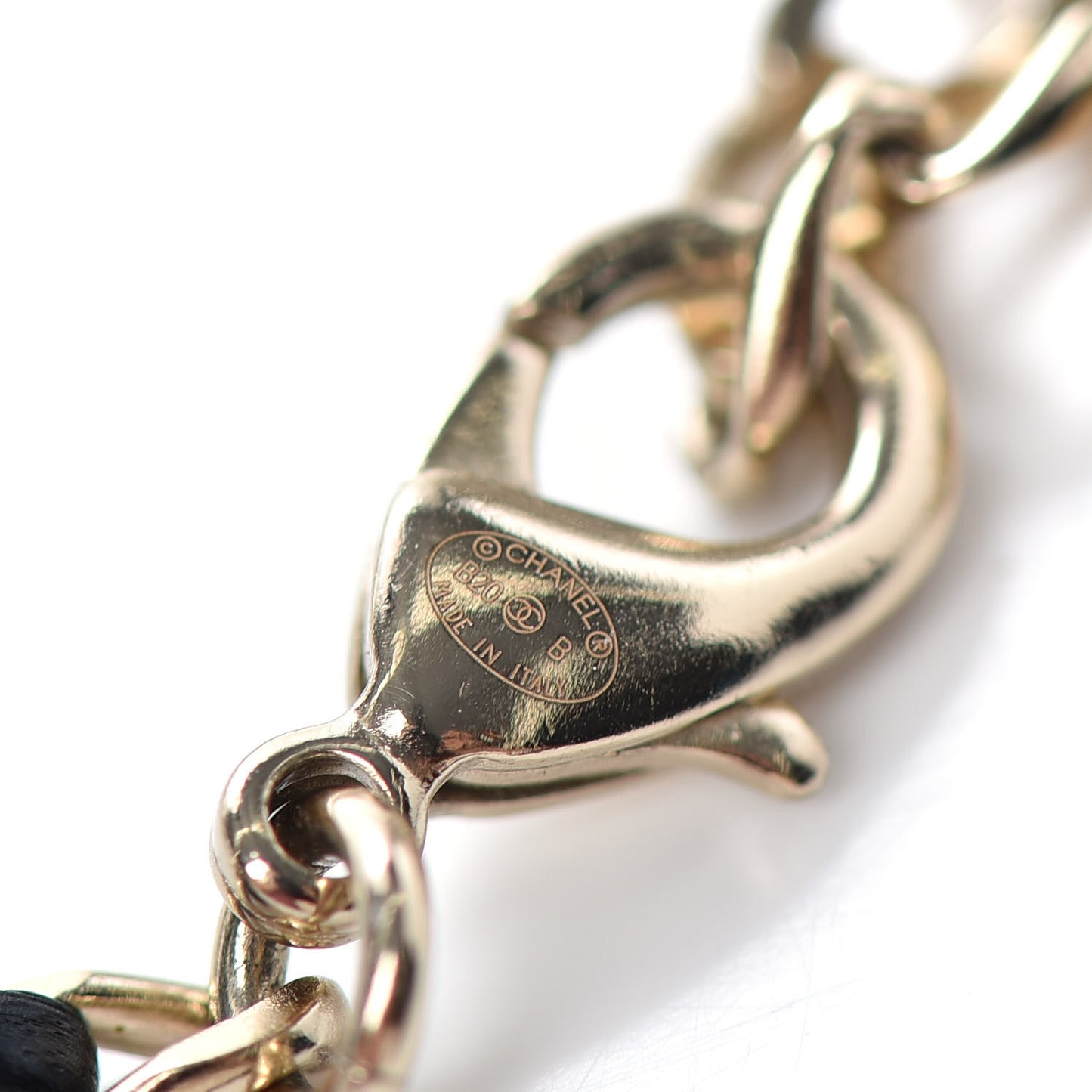 Metal Lambskin Crystal Sergeant Chanel Bracelet Gold