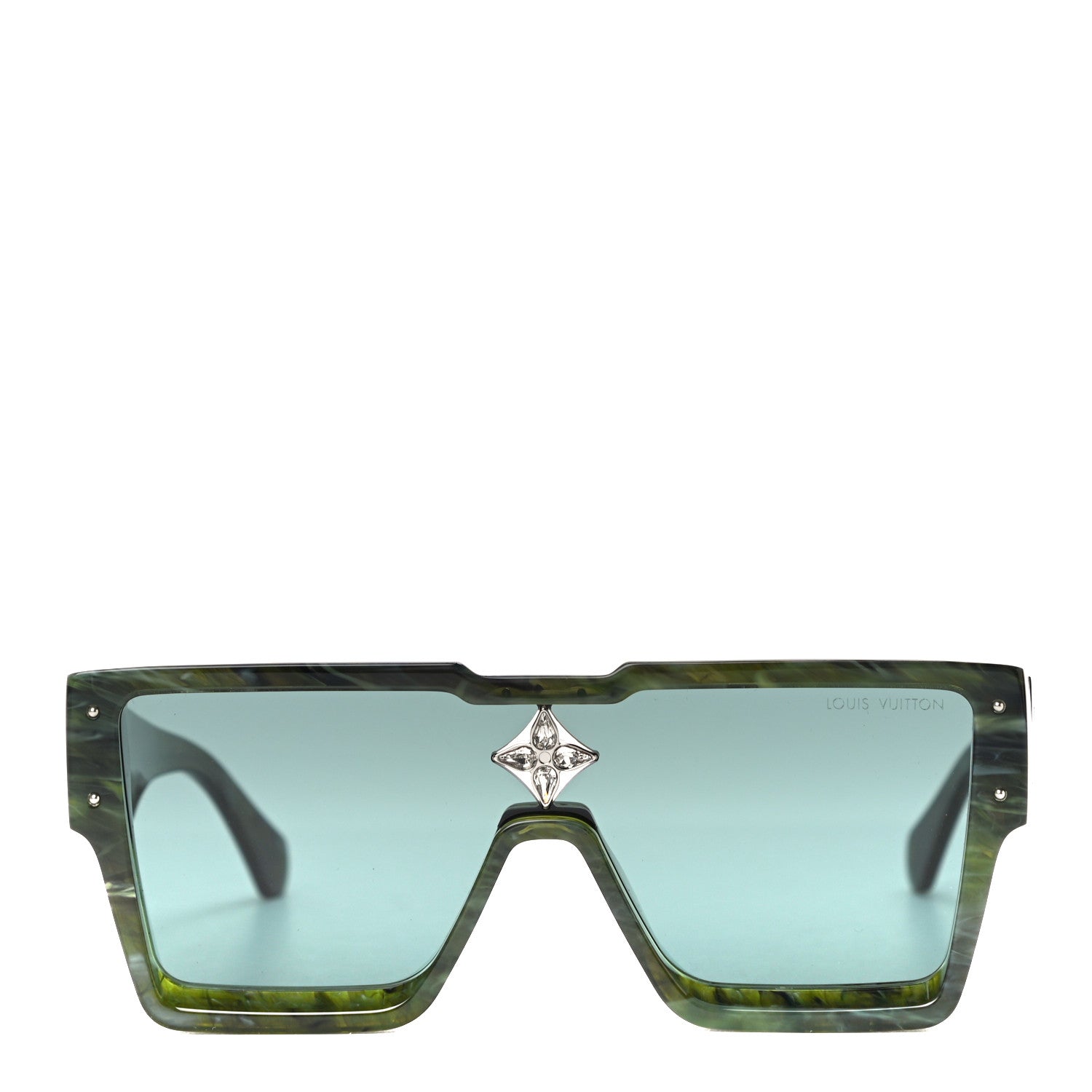 Louis Vuitton Acetate Marble Effect Swarovski Cyclone Sunglasses Z1552W Green 4 of 8