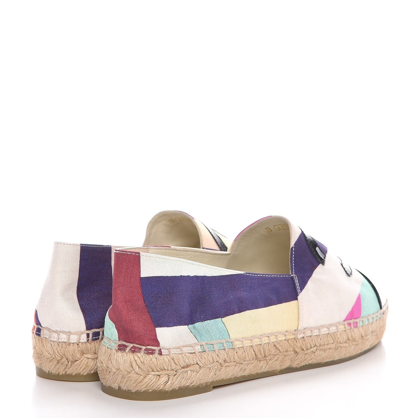 Patent Fabric Striped CC Espadrilles 38 Multicolor Black