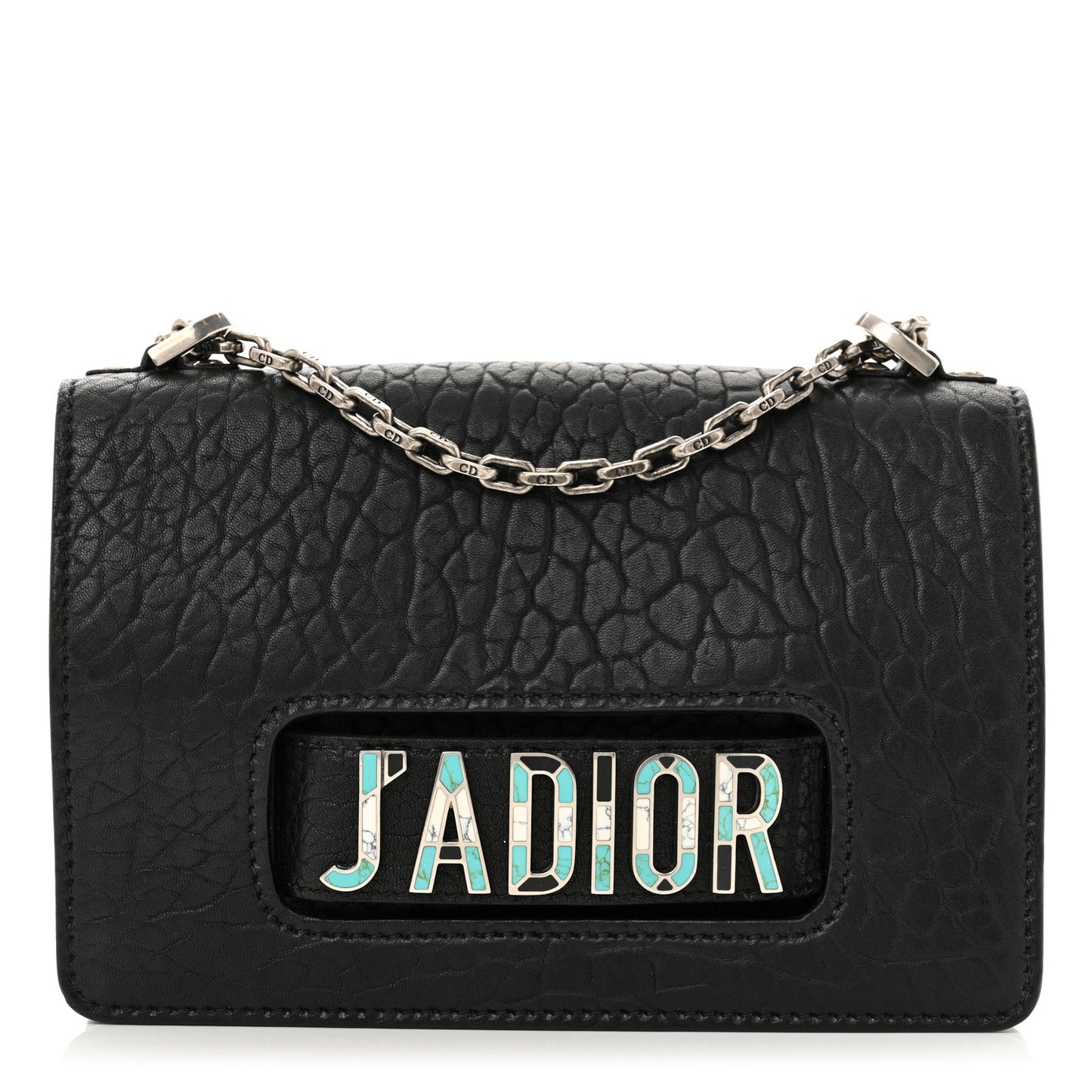Canyon Grained Lambskin J'Adior Chain Flap Bag Black