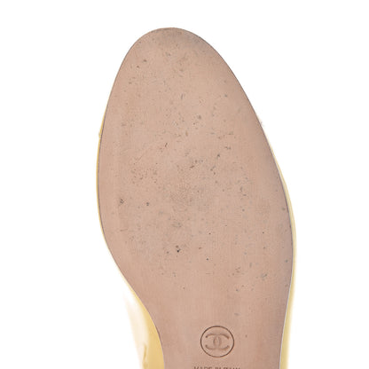 Chanel Calfskin Patent CC Cap Toe Ballerina Flats 39 Yellow 10 of 18