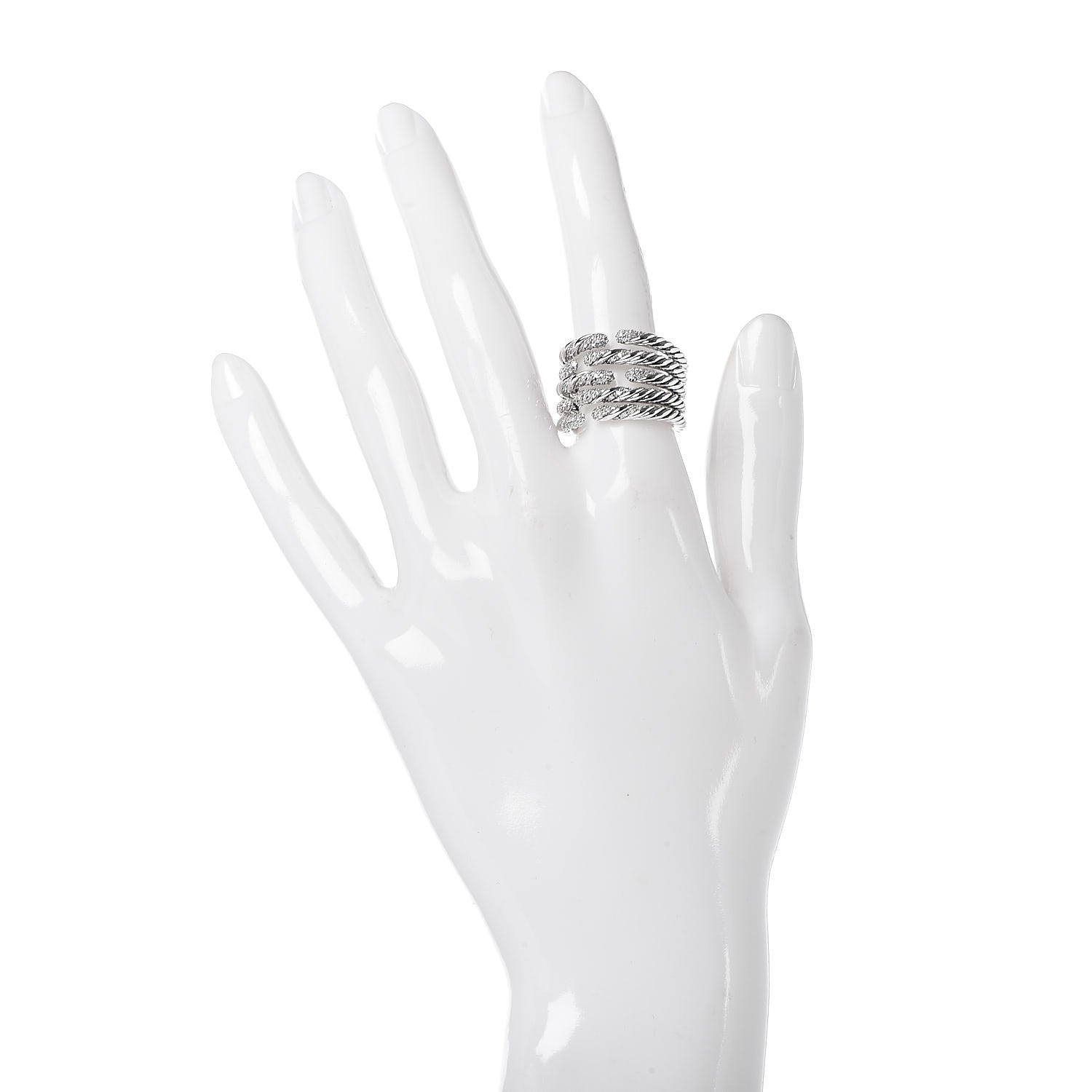 David Yurman Sterling Silver Diamond Willow Five Row Ring 53 6.5 2 of 6