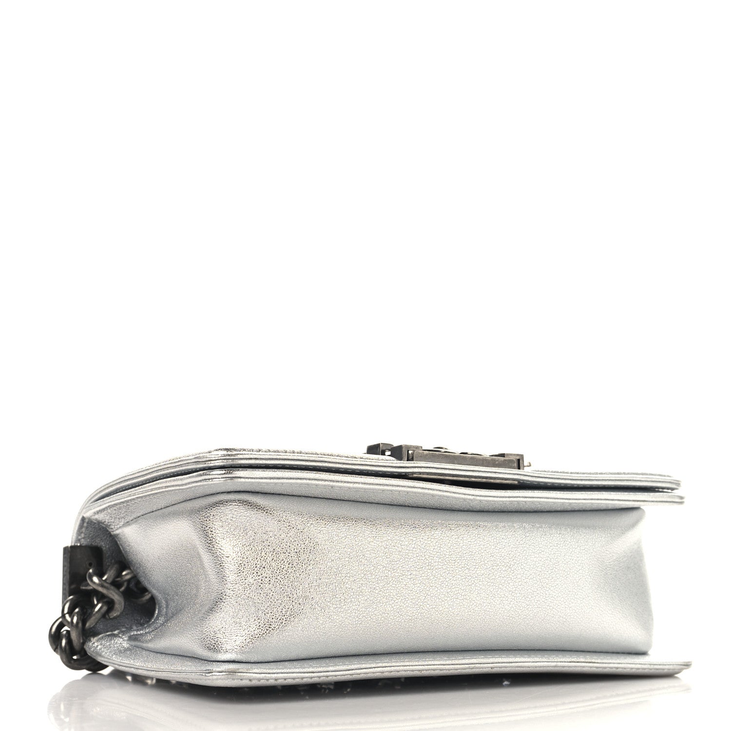 Chanel Metallic Calfskin Crystal Embroidered Small Boy Flap Silver 4 of 11