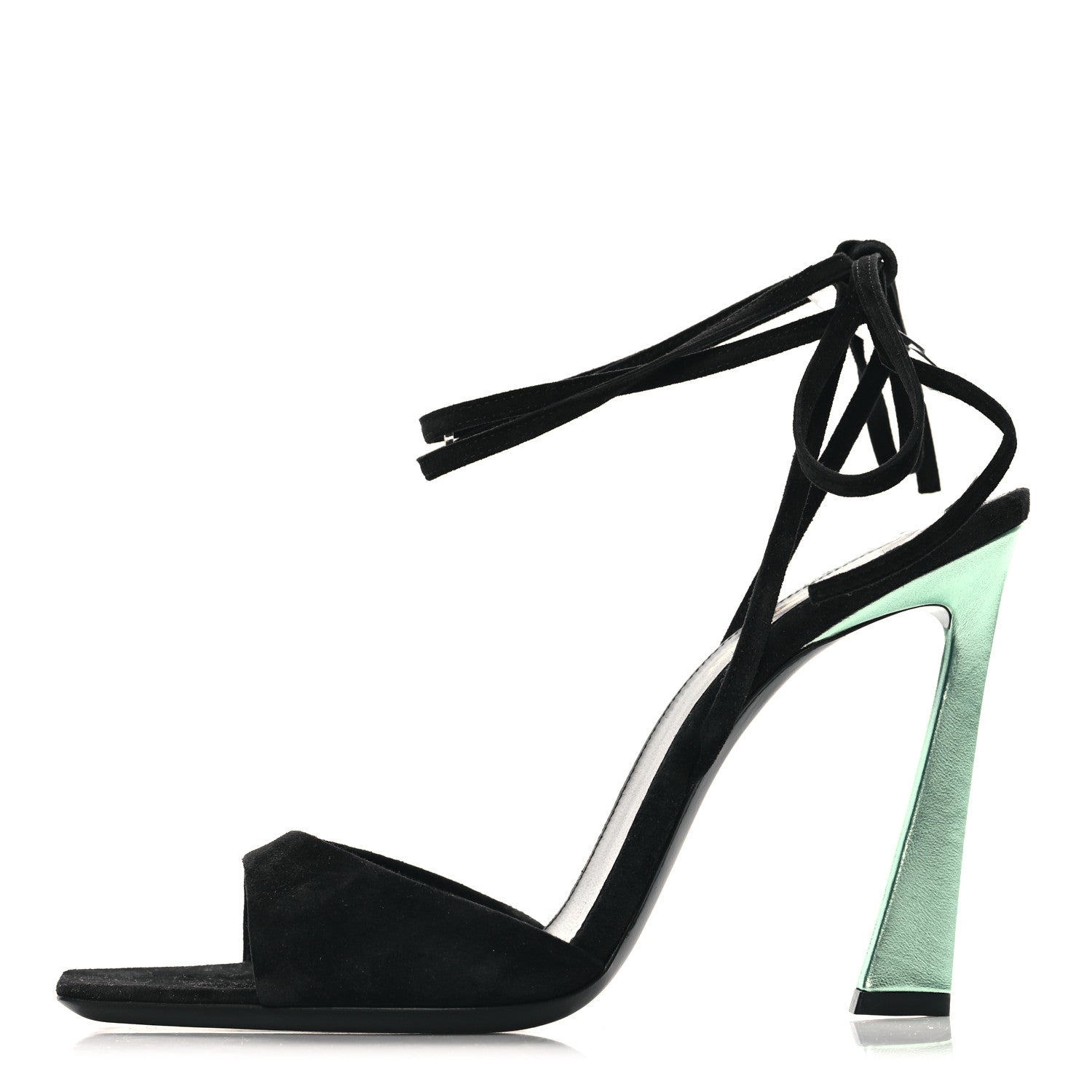 Saint Laurent Suede Paz 105 Ankle Strap Sandals 38.5 Hope Green 1 of 9