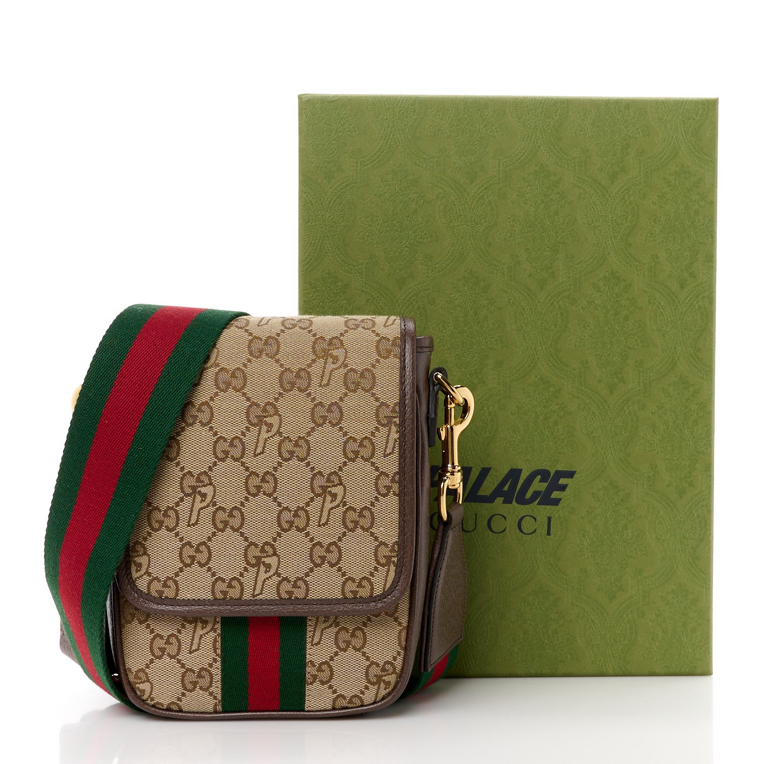Gucci X PALACE GG P Canvas Monogram Web Flap Messenger Brown 11 of 11
