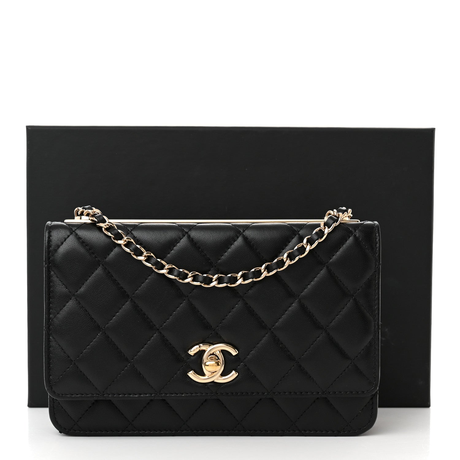 Chanel Lambskin Quilted Trendy CC Wallet On Chain WOC Black 14 of 14