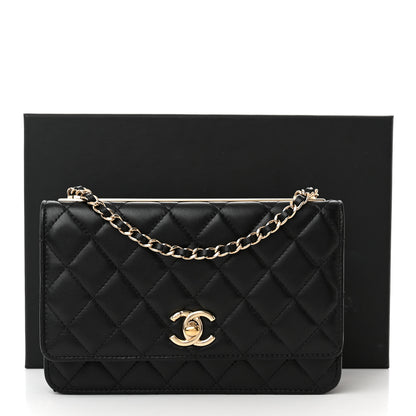 Chanel Lambskin Quilted Trendy CC Wallet On Chain WOC Black 14 of 14