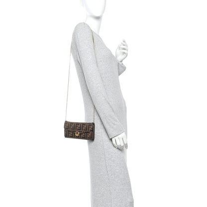 Fendi Vitello Soft F is Fendi Bi-Color FF 1974 Embossed Continental Envelope Wallet On Chain Maya Black 2 of 11
