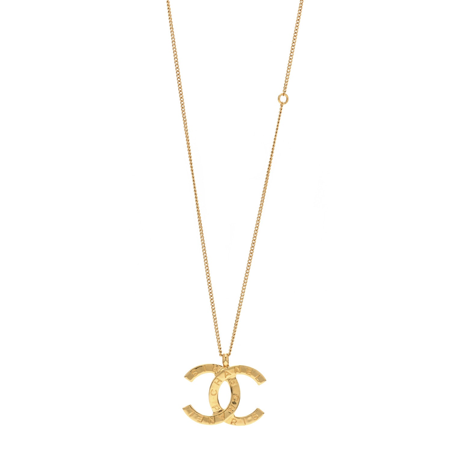 Chanel Metal CC Paris Button Necklace Gold 1 of 3