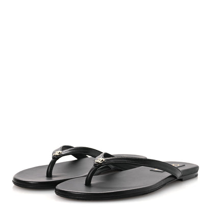 Chanel Shiny Lambskin Crystal CC Thong Sandals 38.5 Black 4 of 11