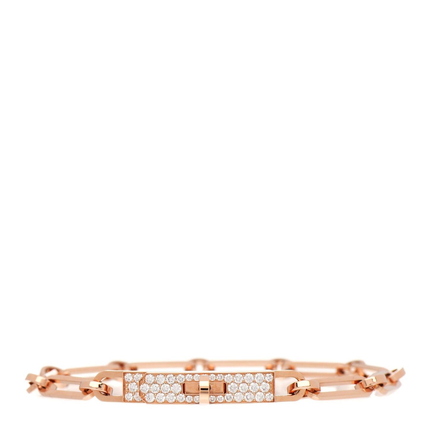18K Rose Gold Diamond Pave PM Kelly Chaine Bracelet ST
