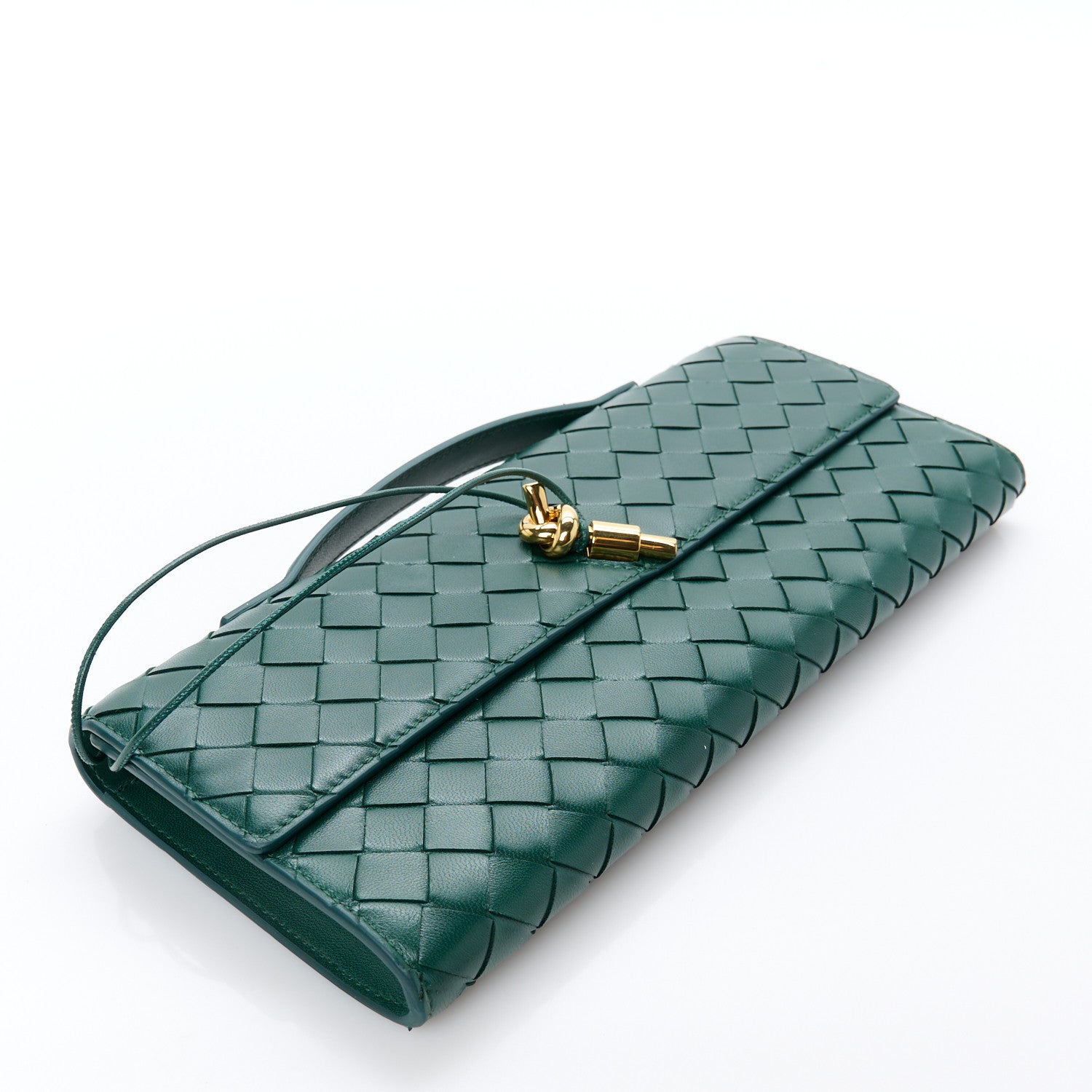 Bottega Veneta Nappa Intrecciato Long Andiamo Top Handle Clutch Emerald Green 4 of 8