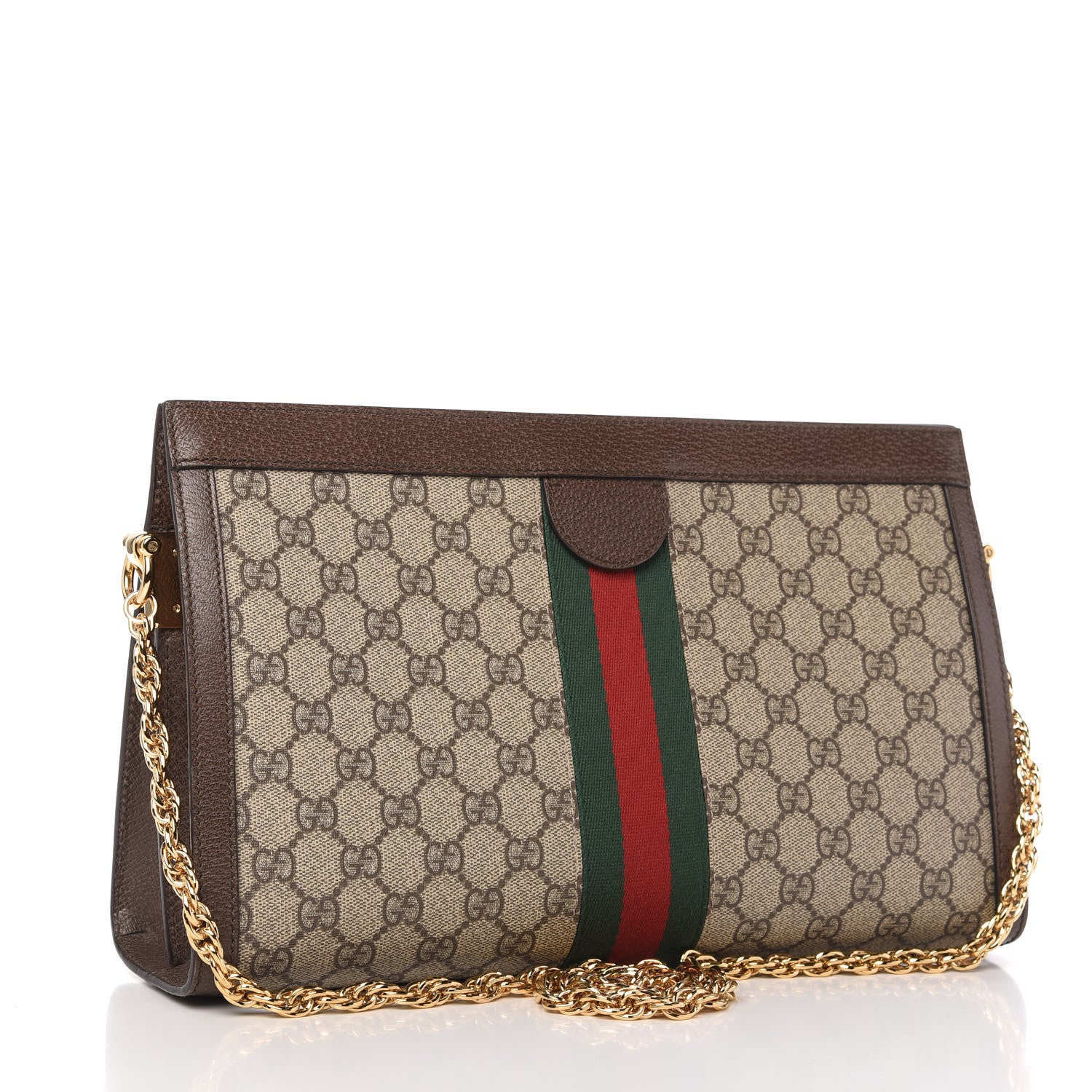 Gucci GG Supreme Monogram Web Medium Ophidia Chain Shoulder Bag Brown 3 of 12