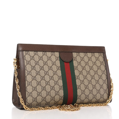 Gucci GG Supreme Monogram Web Medium Ophidia Chain Shoulder Bag Brown 3 of 12