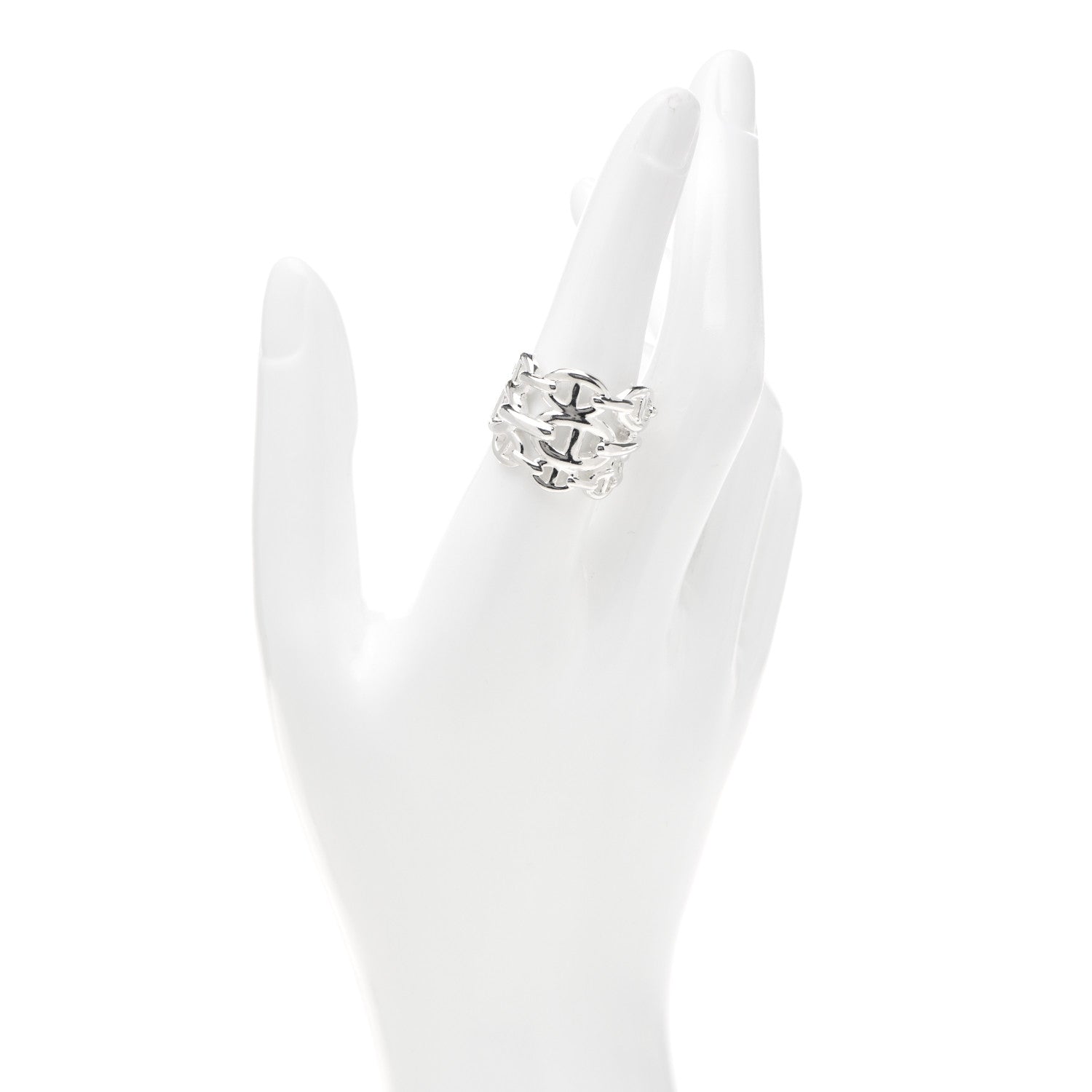 Hermes Sterling Silver GM Chaine d'Ancre Enchainee Band Ring 55 7.25 2 of 5