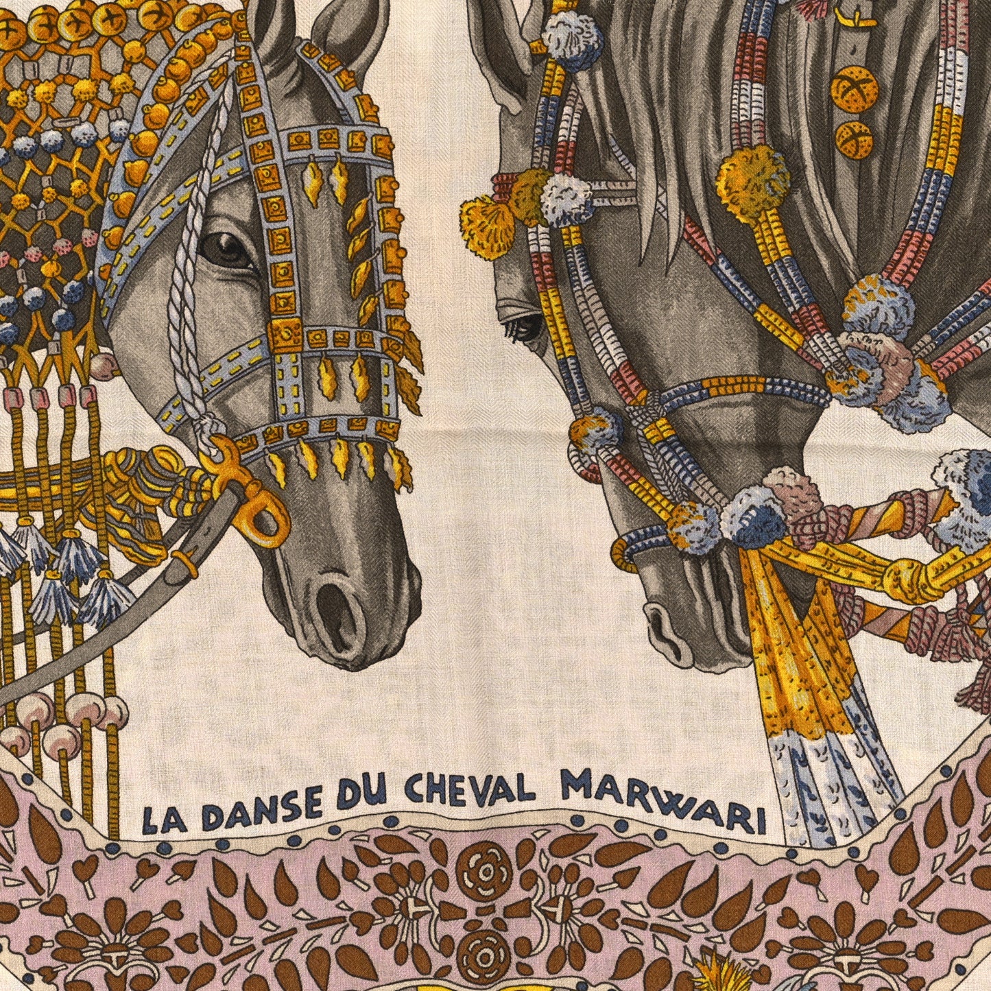 Cashmere Silk La Danse Du Cheval Marwari Shawl 140 Jaune Vif