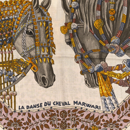 Hermes Cashmere Silk La Danse Du Cheval Marwari Shawl 140 Jaune Vif 5 of 5