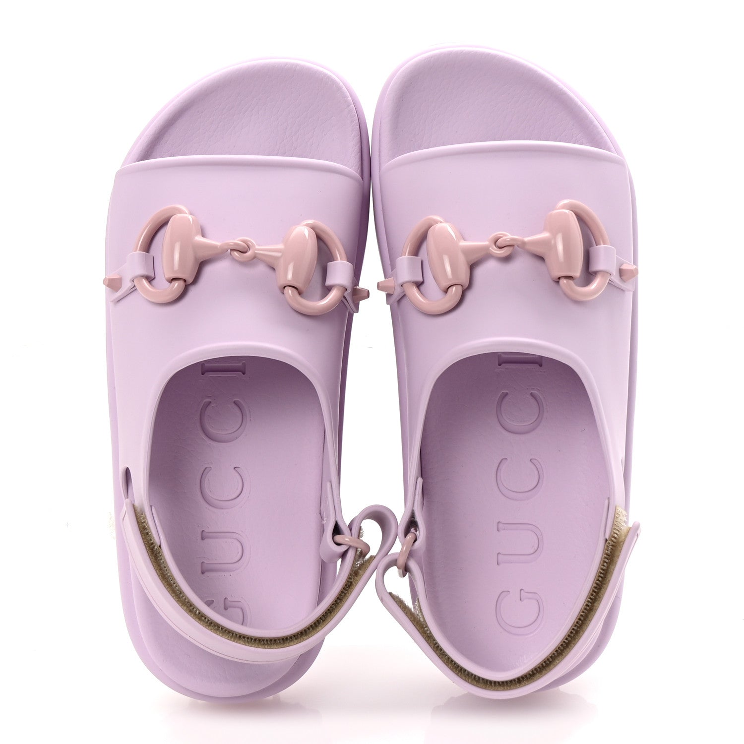 Gucci Soft Rubber Horsebit Touch Womens Strapped Sandals 36 Talc Pink 2 of 9