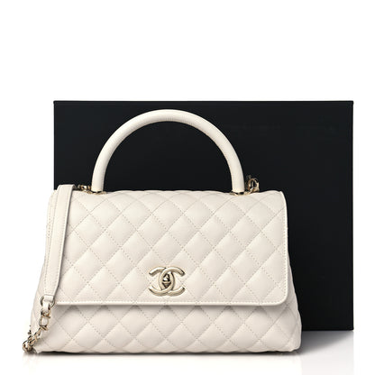 Chanel Caviar Quilted Small Coco Handle Flap White 11 of 11