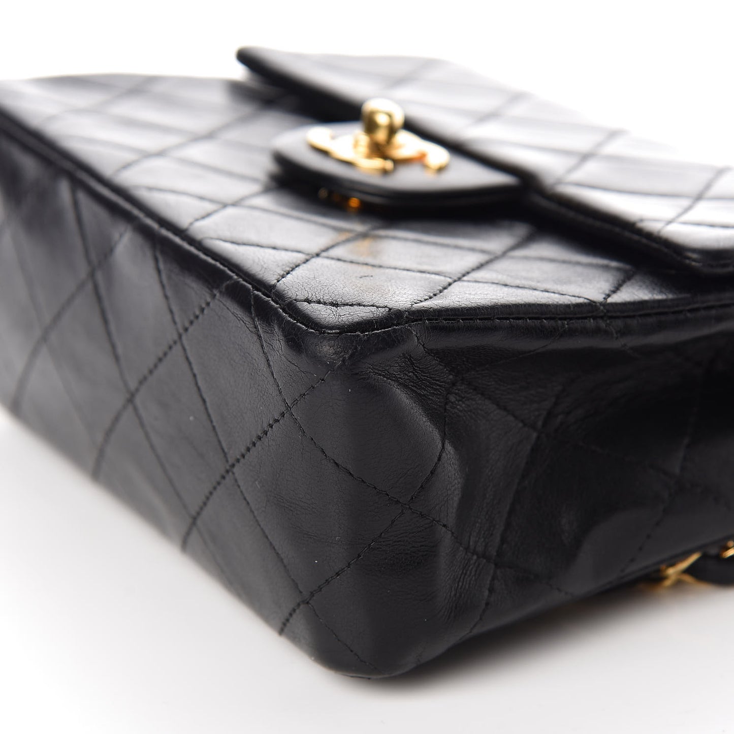 Lambskin Quilted Mini Square Flap Bag Black