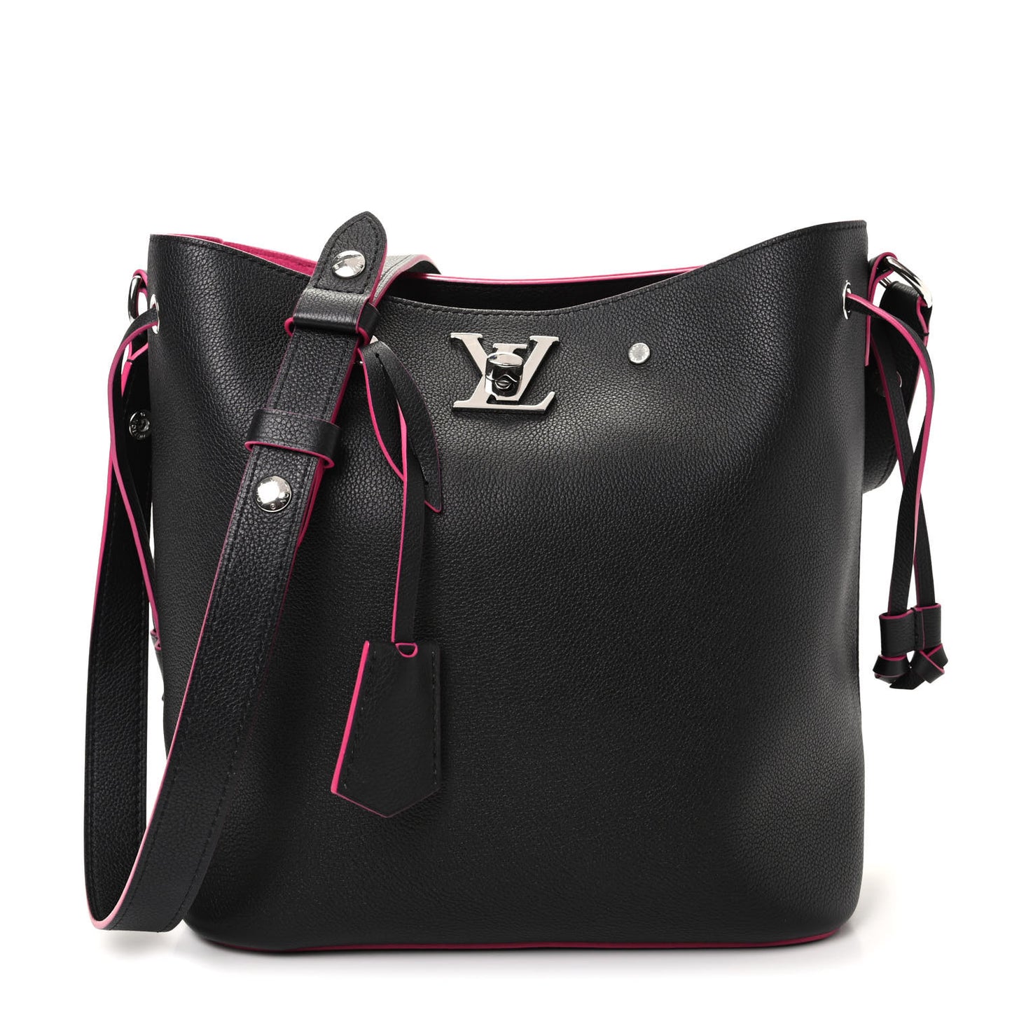 Calfskin Lockme Bucket Black
