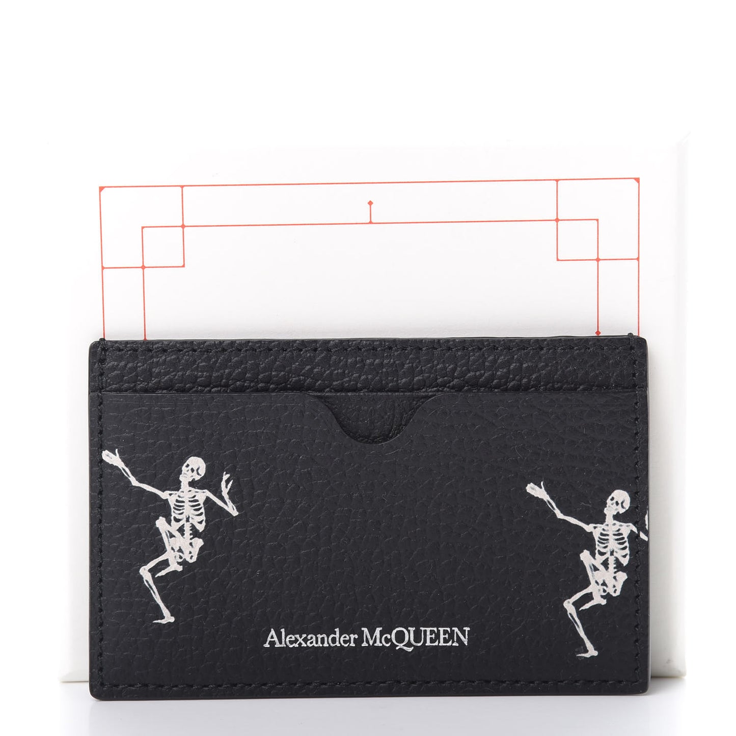 Calfskin Dancing Skeleton Card Holder Black