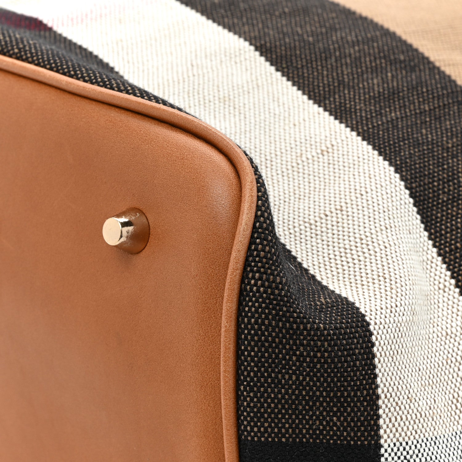 Burberry Grainy Calfskin Canvas Mega Check Medium Ashby Tassel Hobo Saddle Brown 12 of 13