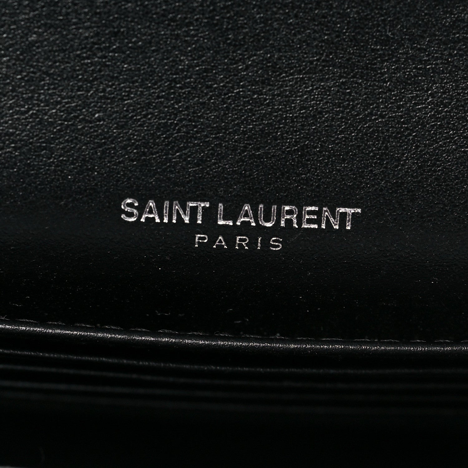 Saint Laurent Calfskin Crocodile Embossed Monogram Sunset Chain Wallet Black 6 of 8