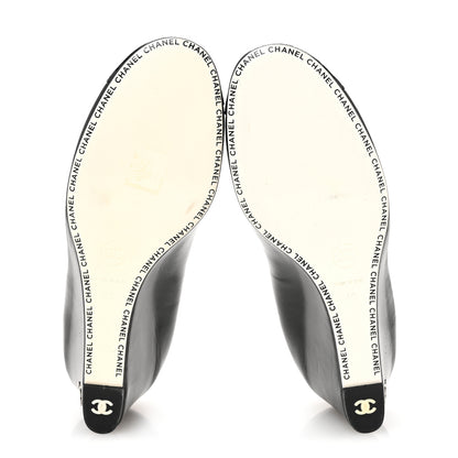 Chanel Lambskin Patent Cap Toe Wedges 40 Black 6 of 11