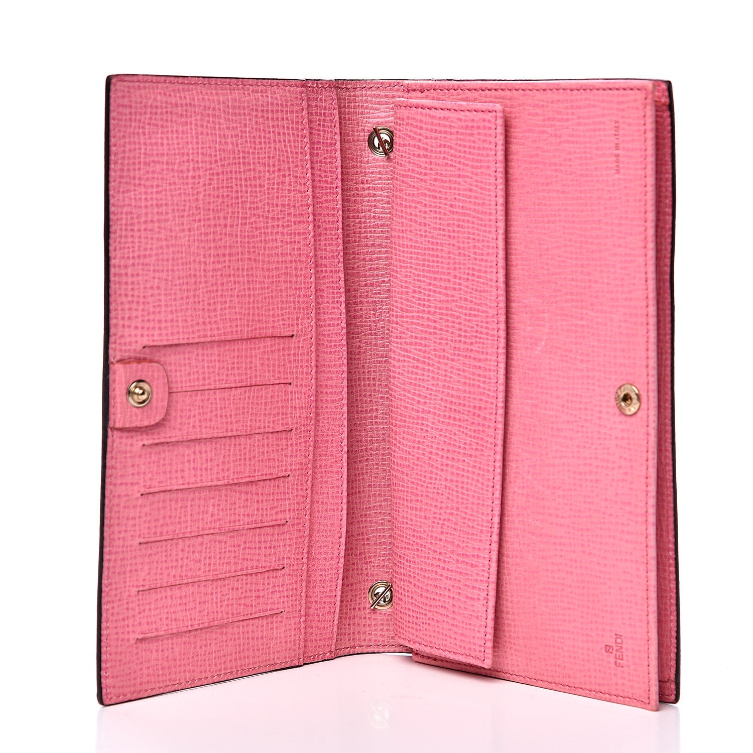 Fendi Zucca Spalmati Vitello Elite Chain Clutch Tobacco Fuxia Fragola 4 of 10