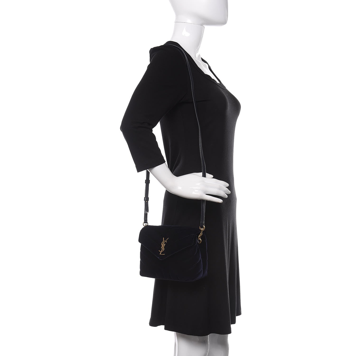 Saint Laurent Velvet Y Quilted Monogram Toy Loulou Crossbody Navy 2 of 11