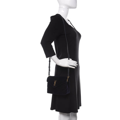 Saint Laurent Velvet Y Quilted Monogram Toy Loulou Crossbody Navy 2 of 11