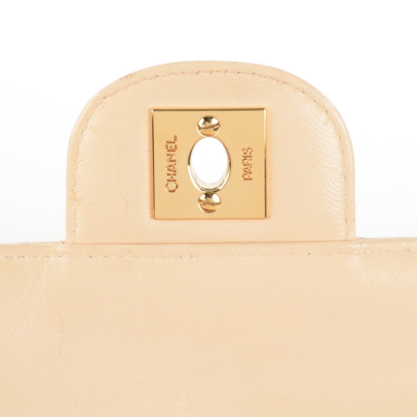 Lambskin East West Chocolate Bar Flap Beige